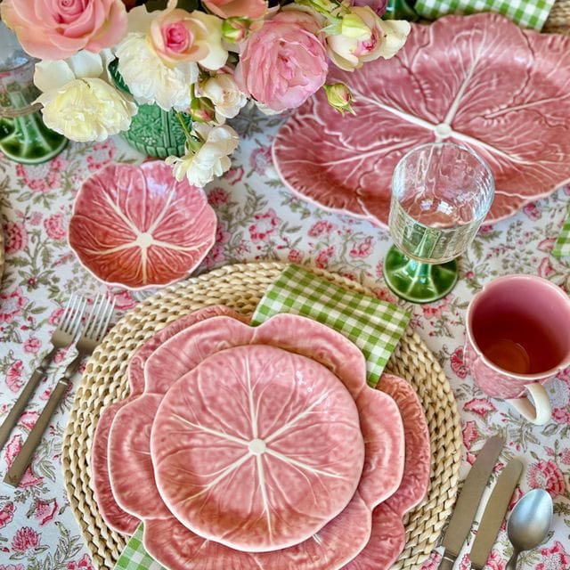 Bordallo Pinheiro Pink Cabbage Oval Platter 17" - Large