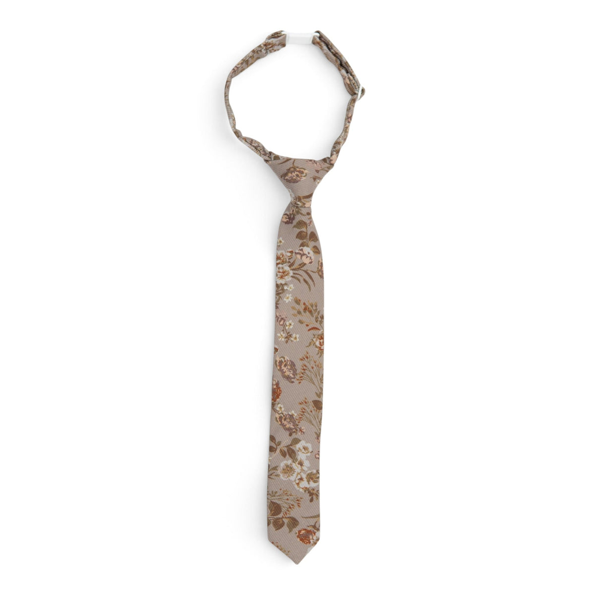 Briar Rose boys tie with tan and brown floral pattern