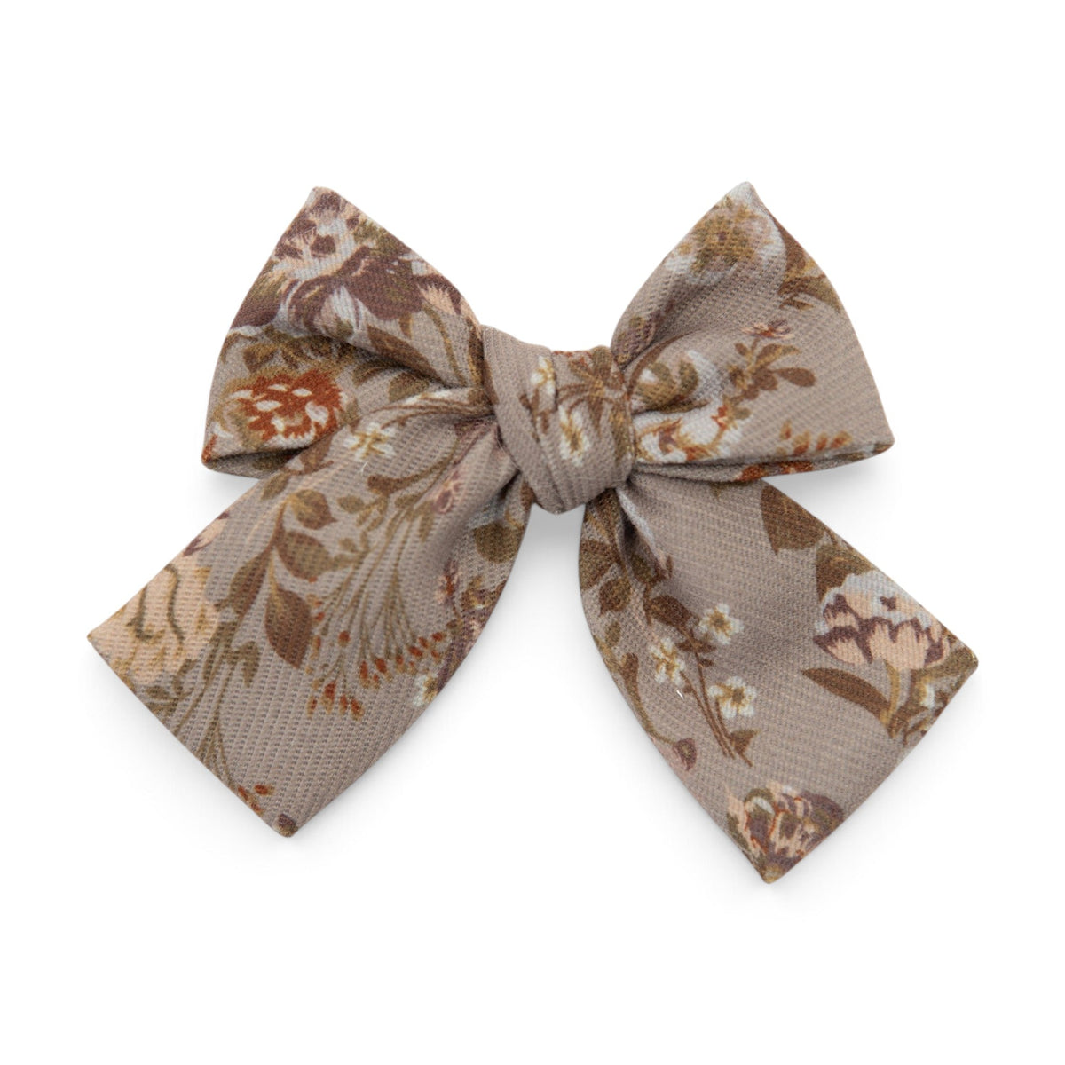 Briar Rose petite hair bow, beige floral fabric with layered bow loops