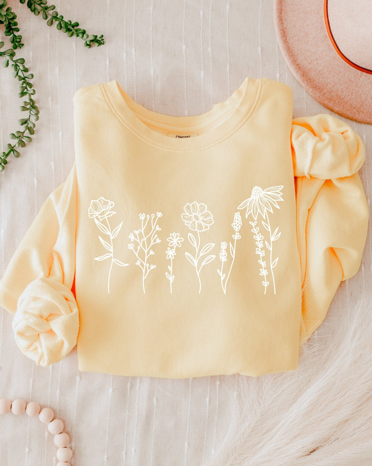 Wildflowers Botanical Comfort Colors Sweatshirt, Nature Gift for Women