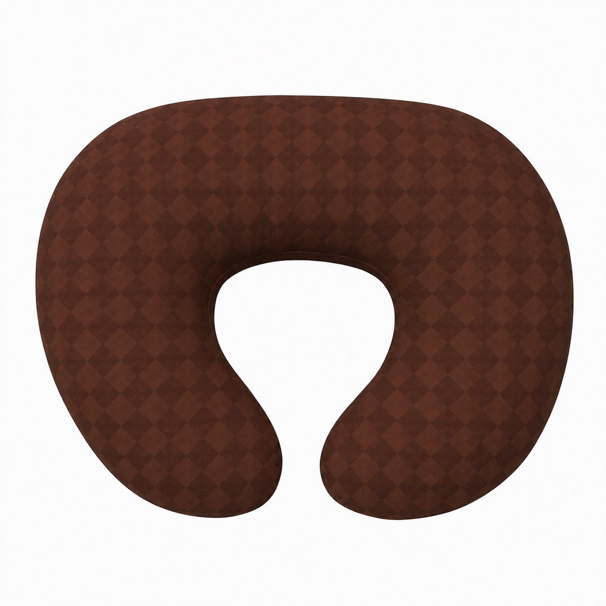 Brown diamond-check nursing pillow cover without ruffled trim