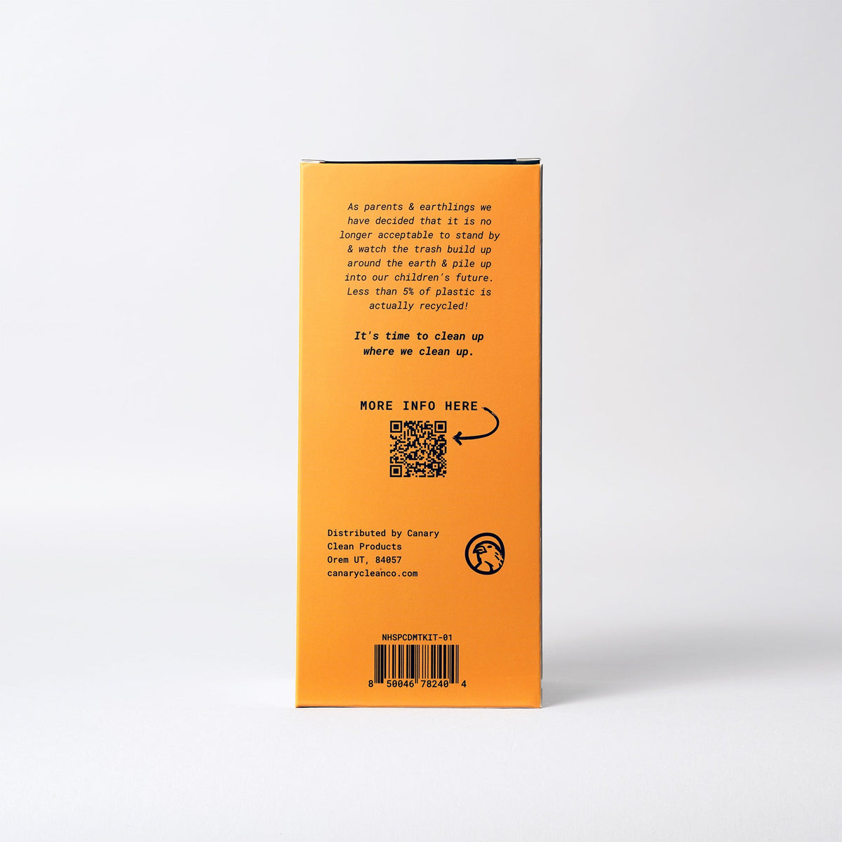 Back of the Canary foaming hand soap starter kit box, with product information and barcode.