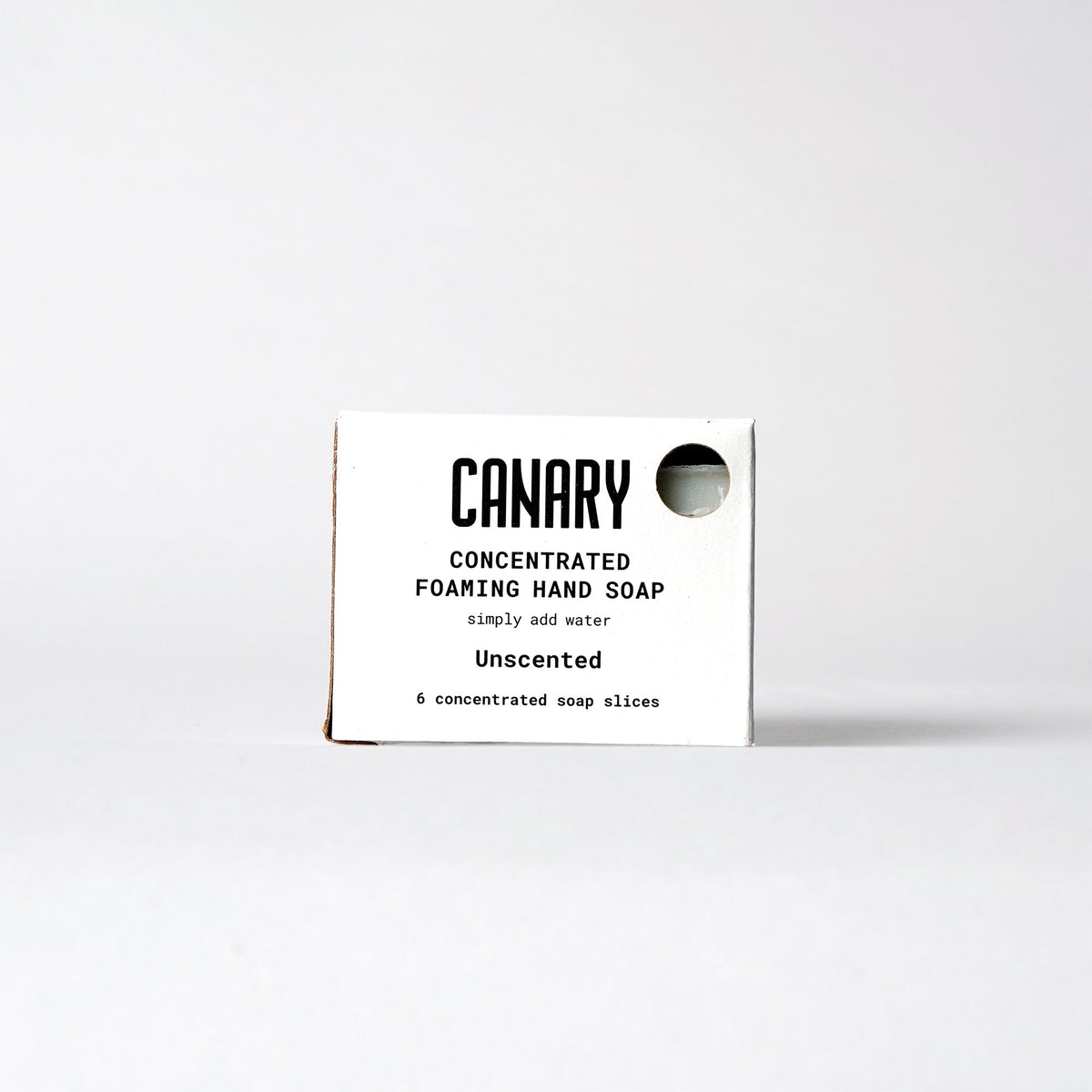 Canary unscented foaming hand soap refill carton containing six concentrated soap slices