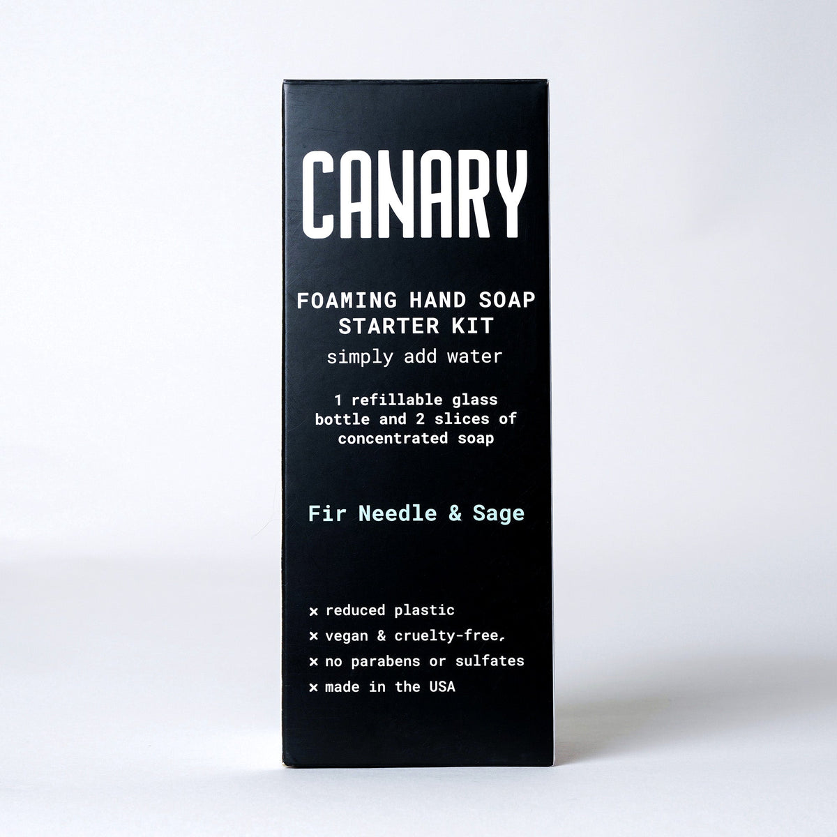 Canary Fir Needle & Sage foaming hand soap starter kit box