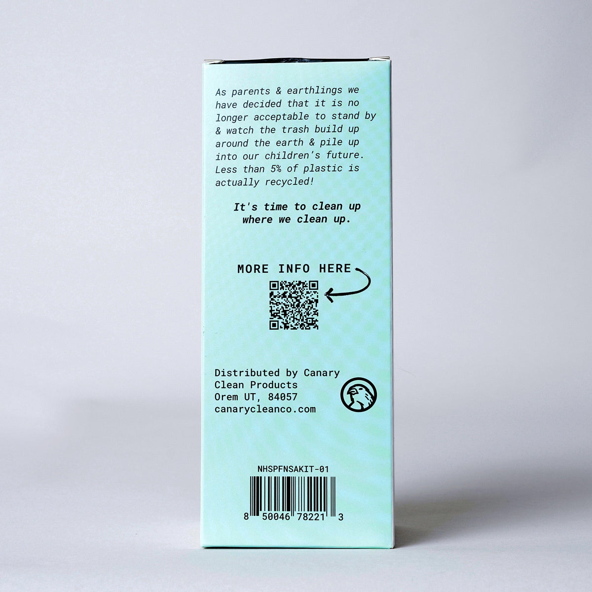 Canary starter kit box panel with product information and QR code
