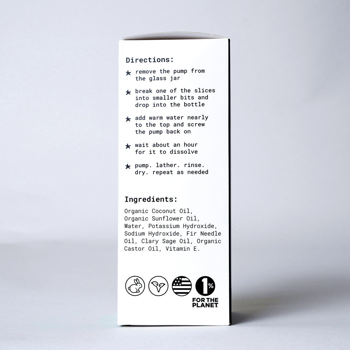 Canary starter kit box panel listing directions and ingredients