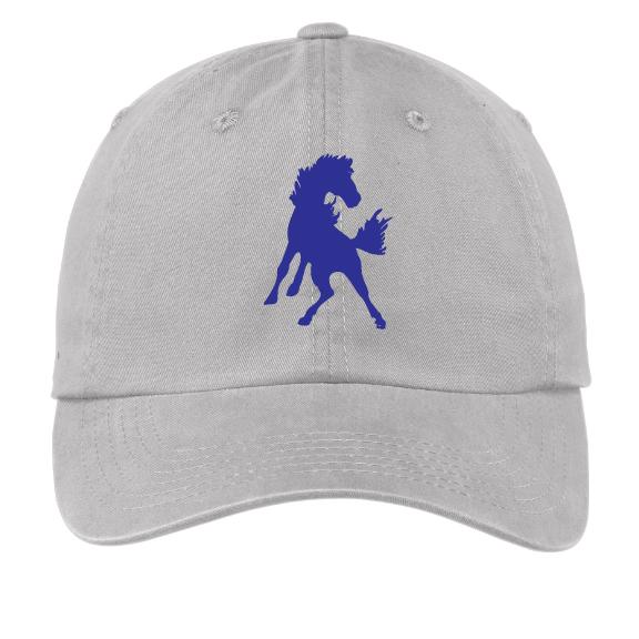 Gray Colt cap with blue cowboy silhouette front