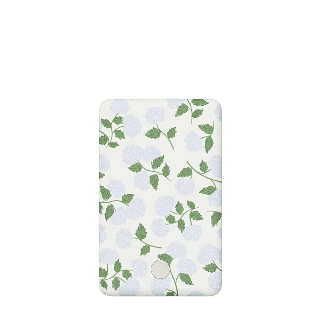 5000mAh Power Boost portable charger with light blue leaf pattern back cover