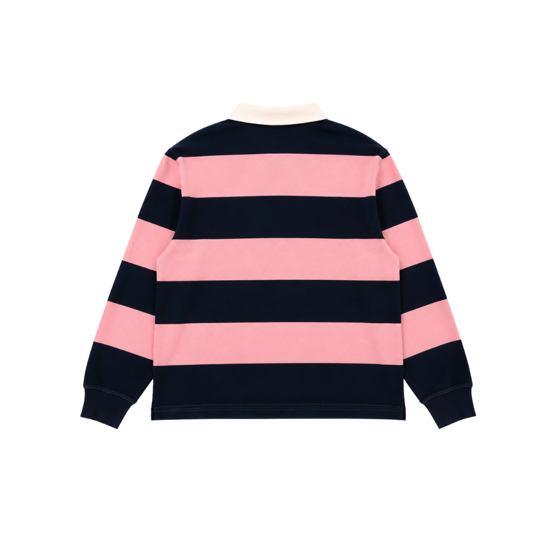 Classic Striped Rugby Shirt in Pink and Navy