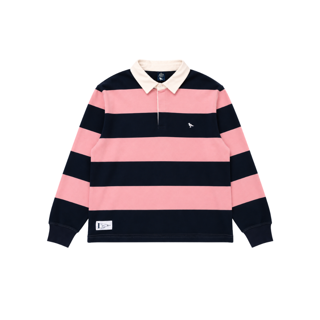 Classic Striped Rugby Shirt in Pink and Navy