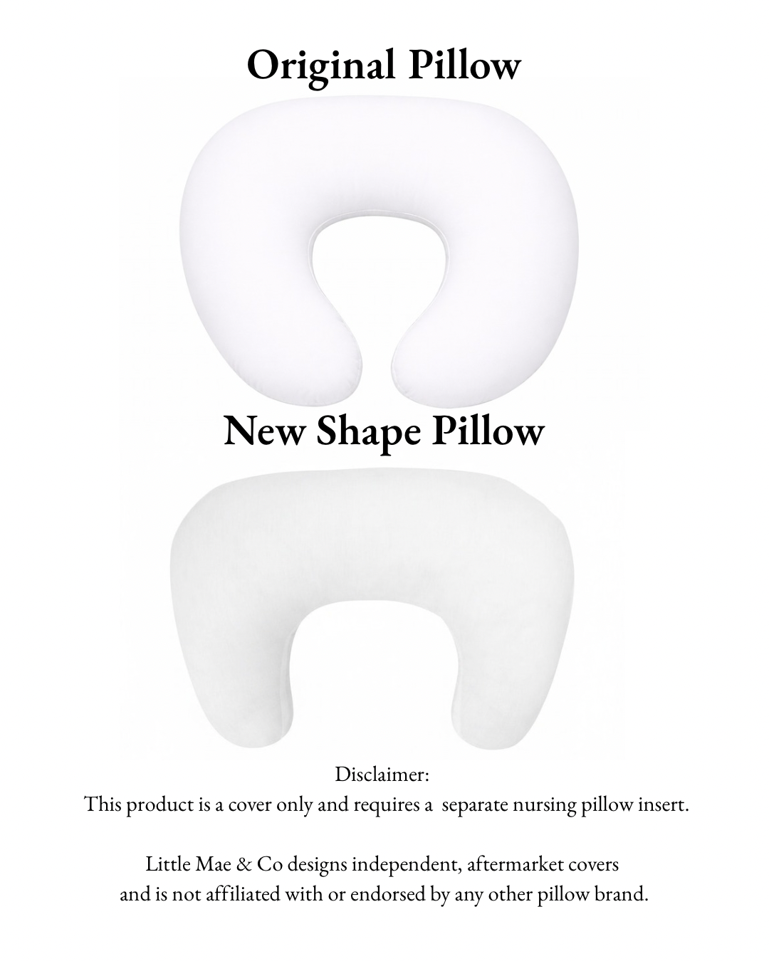 Nursing pillow shape comparison showing original and new pillow forms