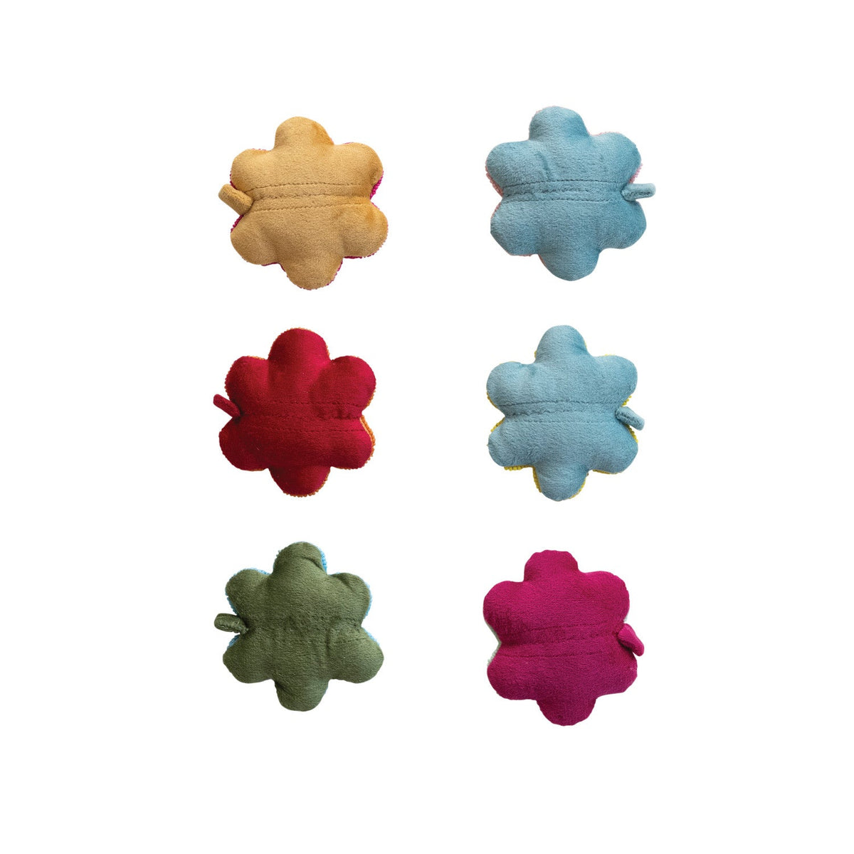 Flower tape measure topper in six colors with stitched petal shape