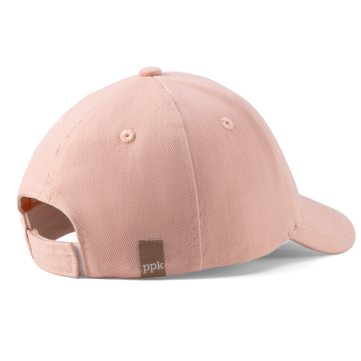 Back view of pink baseball cap with adjustable strap
