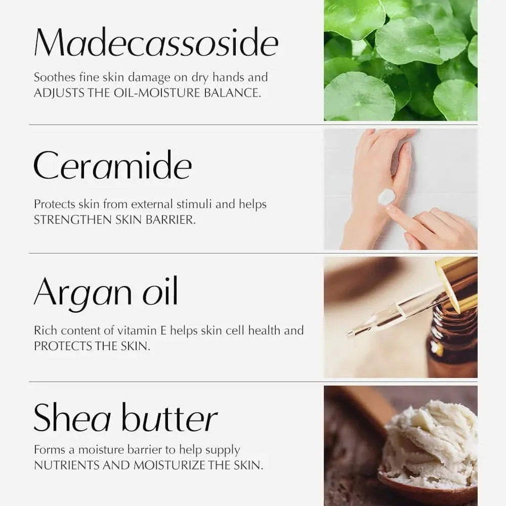 Moisturizing hand cream with ceramide, argan oil, and shea butter skincare benefits