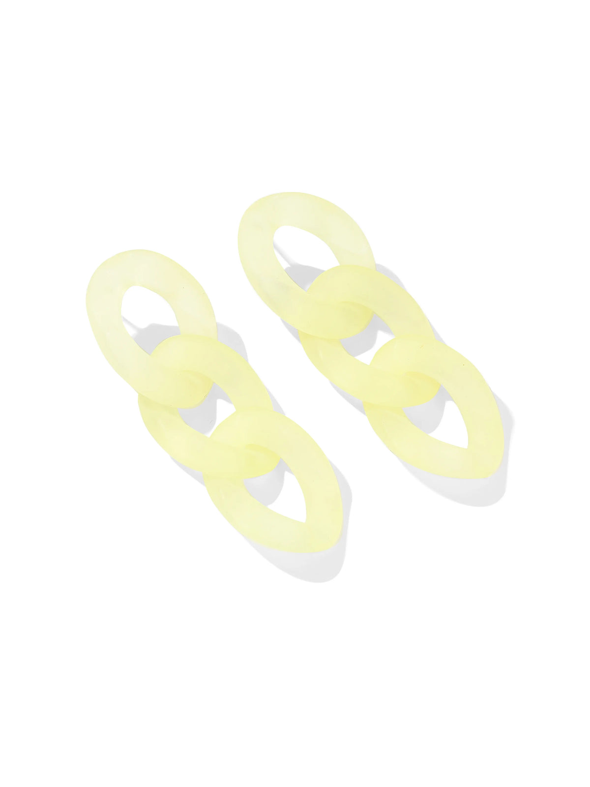 Pale yellow earrings with three interlocking oval hoops