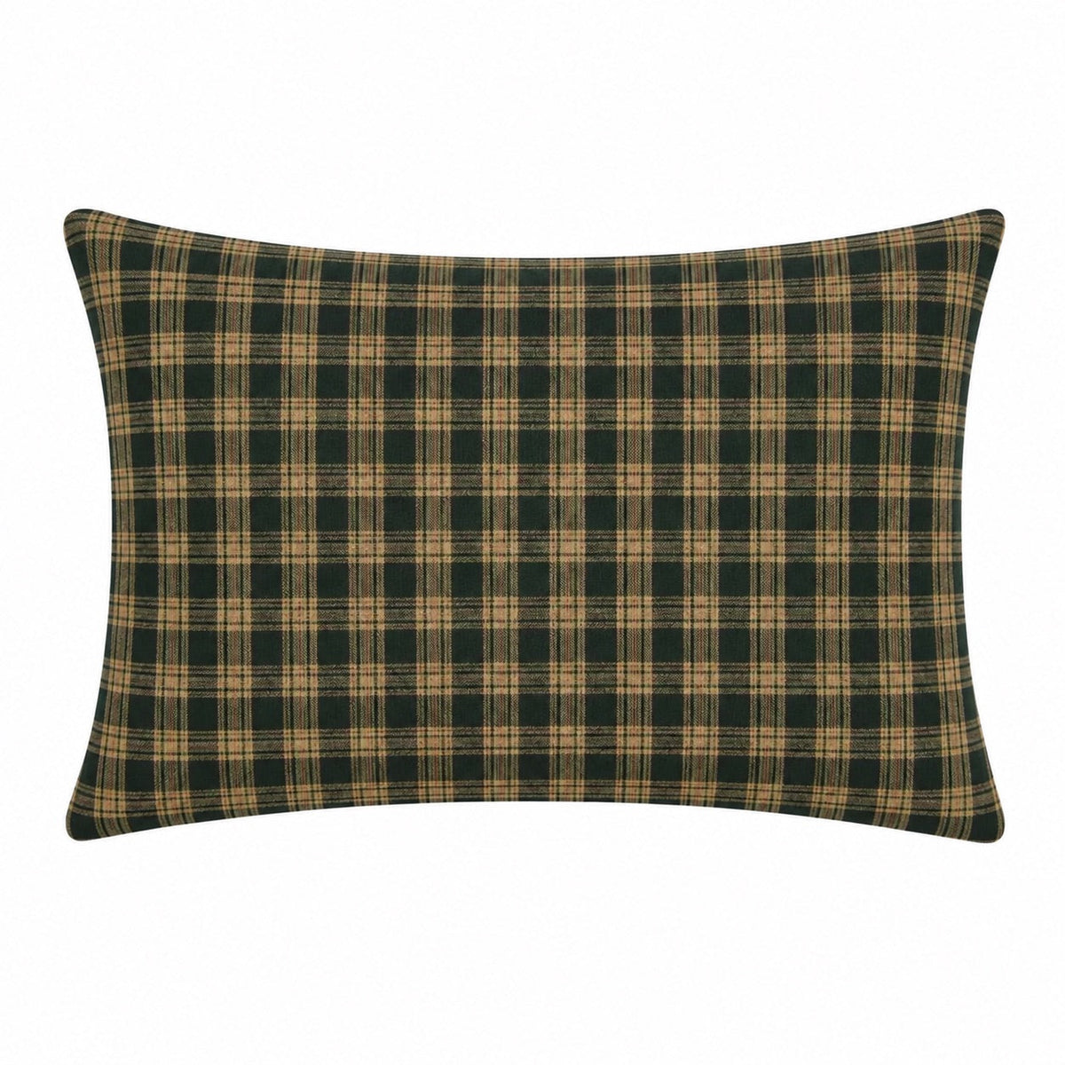 Dark green and brown plaid standard pillowcase cover