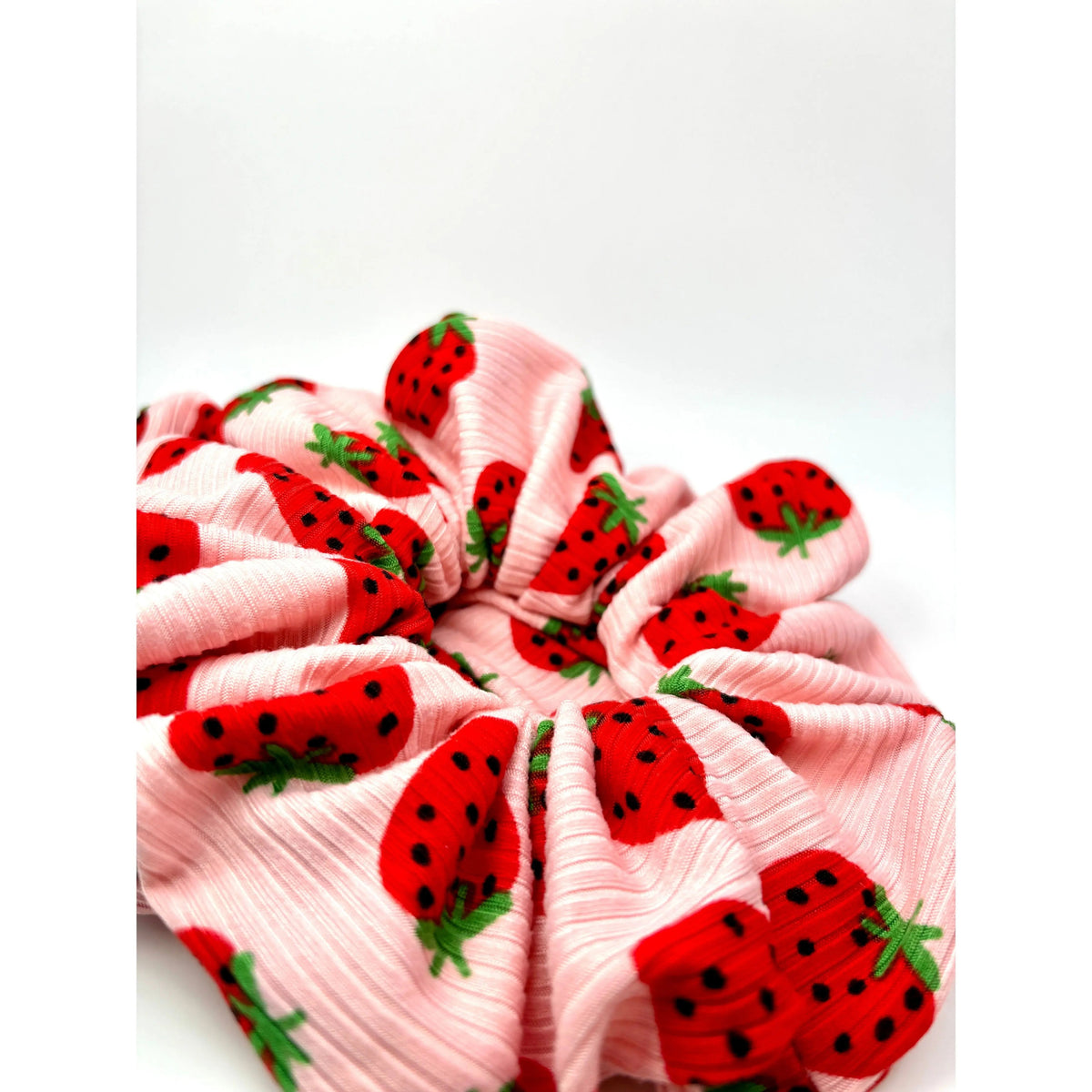 Strawberry Ribbed Scrunchie