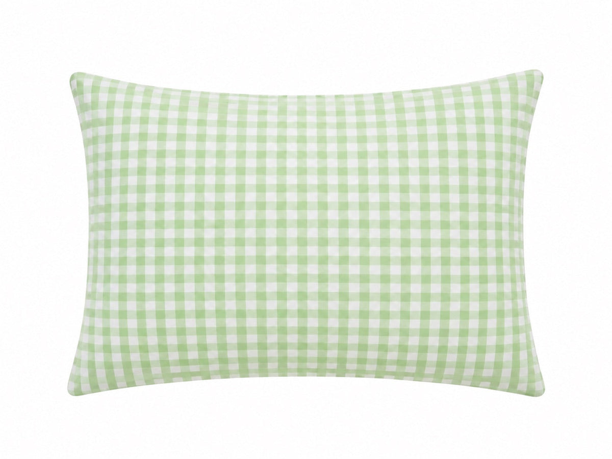 Green and white gingham pillowcase cover