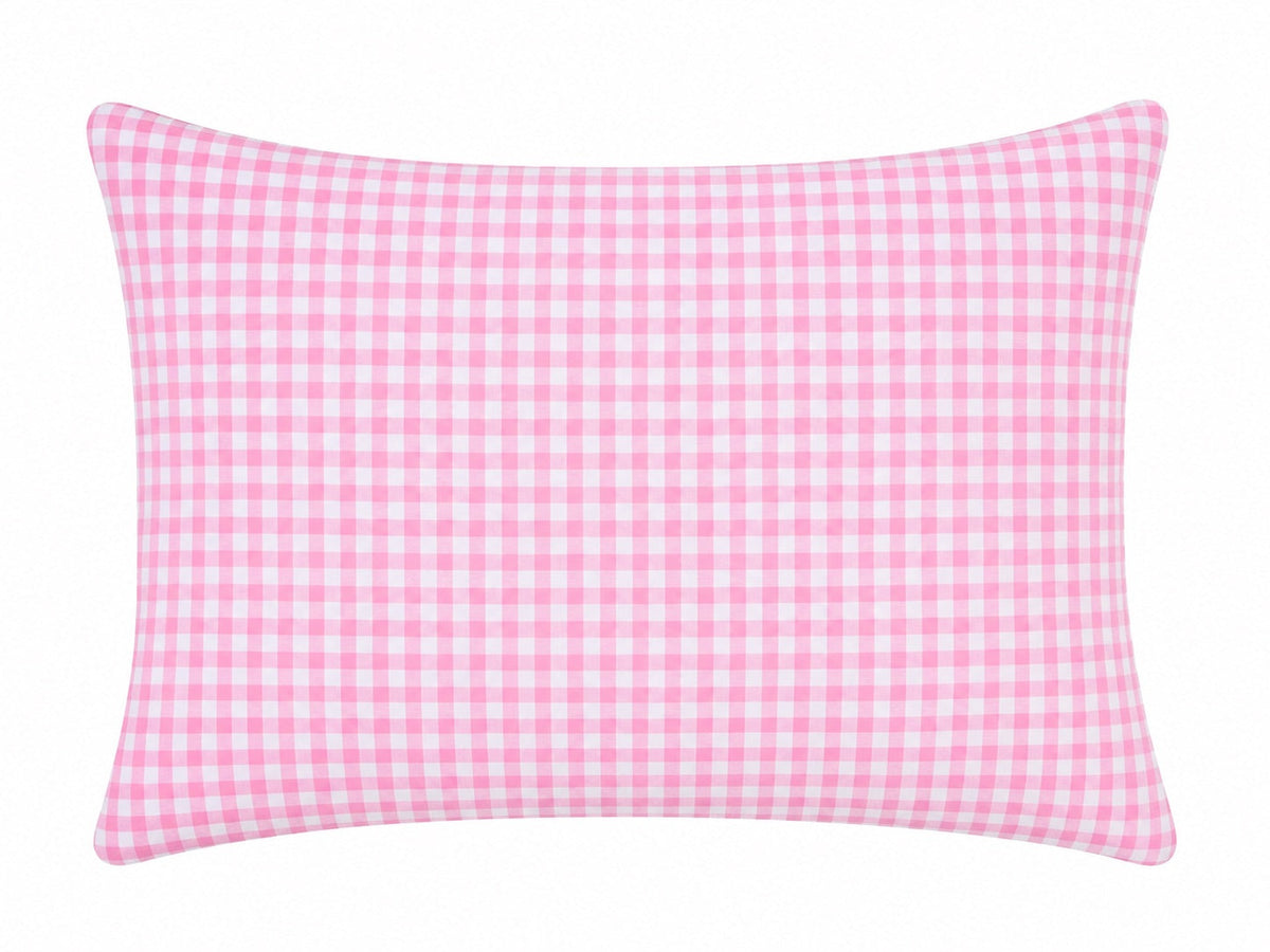 Pink and white gingham pillowcase cover