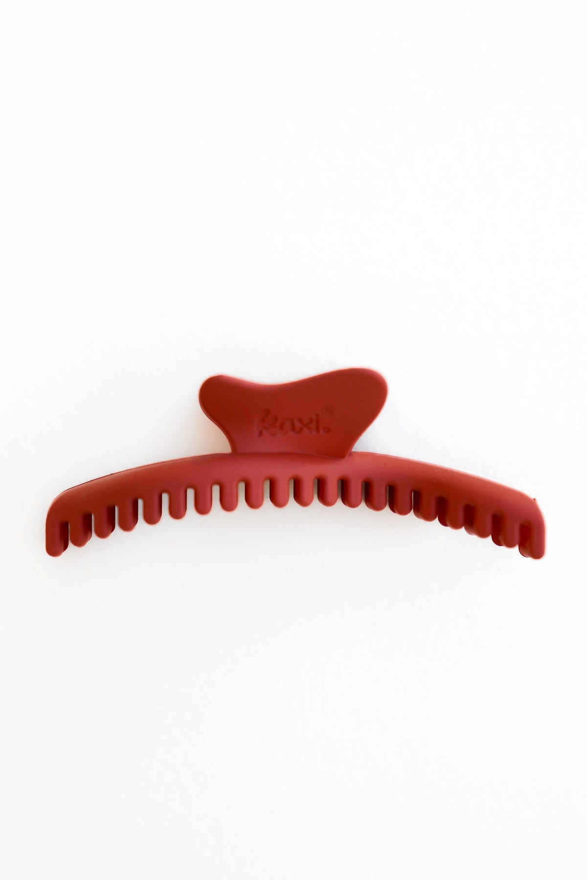 KAXI wavy midi claw hair clip, red plastic with grip teeth