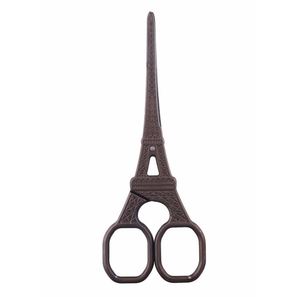 Antique bronze Eiffel Tower mini scissors with two round finger loops