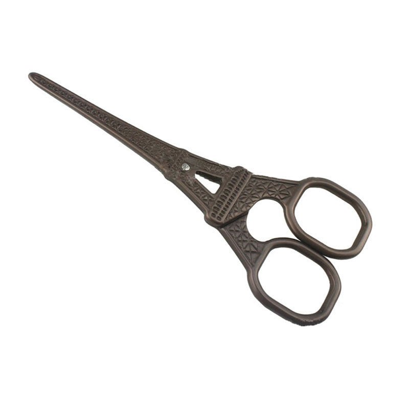 Dark bronze Eiffel Tower mini scissors with twin finger loops and long blades