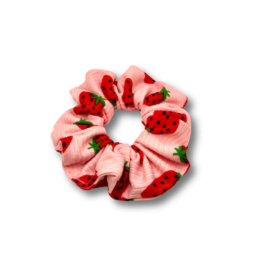 Mini Strawberry Ribbed Scrunchie