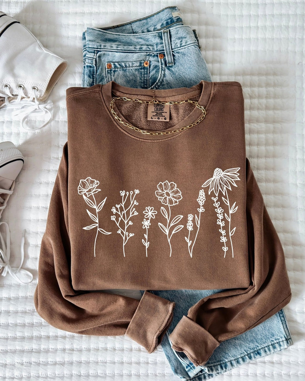 Wildflowers Botanical Comfort Colors Sweatshirt, Nature Gift for Women