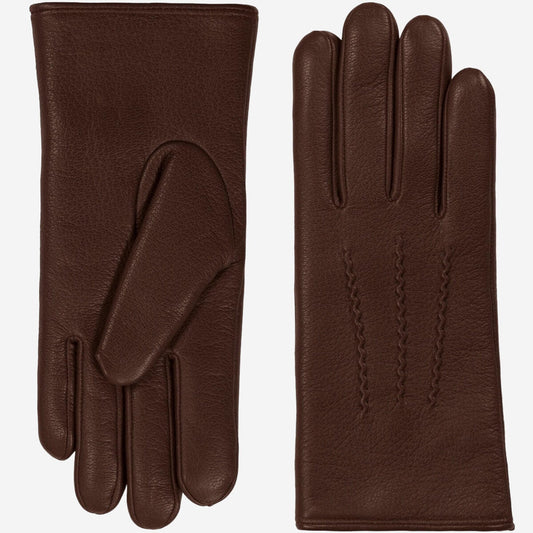 Evelyn (brown) - Goatskin leather gloves with soft lambswool lining and touchscreen feature