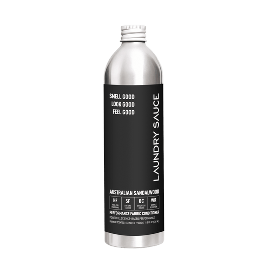 Performance laundry fabric softener bottle, black label for Australian Sandalwood scent