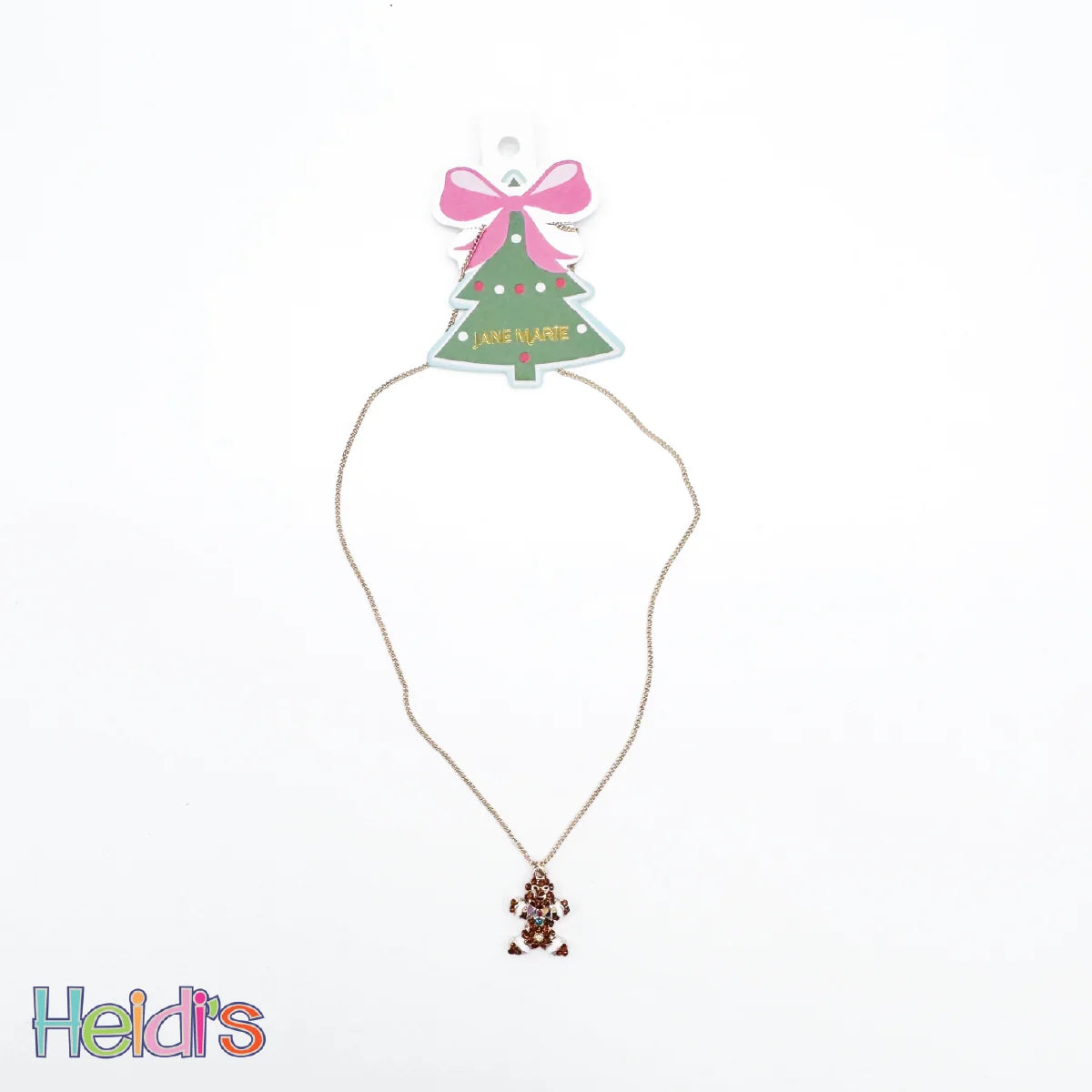 Gold gingerbread pendant necklace with delicate chain and small charm