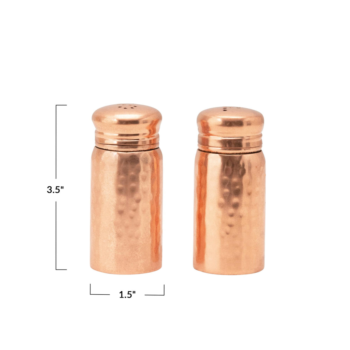 Hammered Stainless Steel Salt and Pepper Shakers Set - Rustic Modern Kitchen