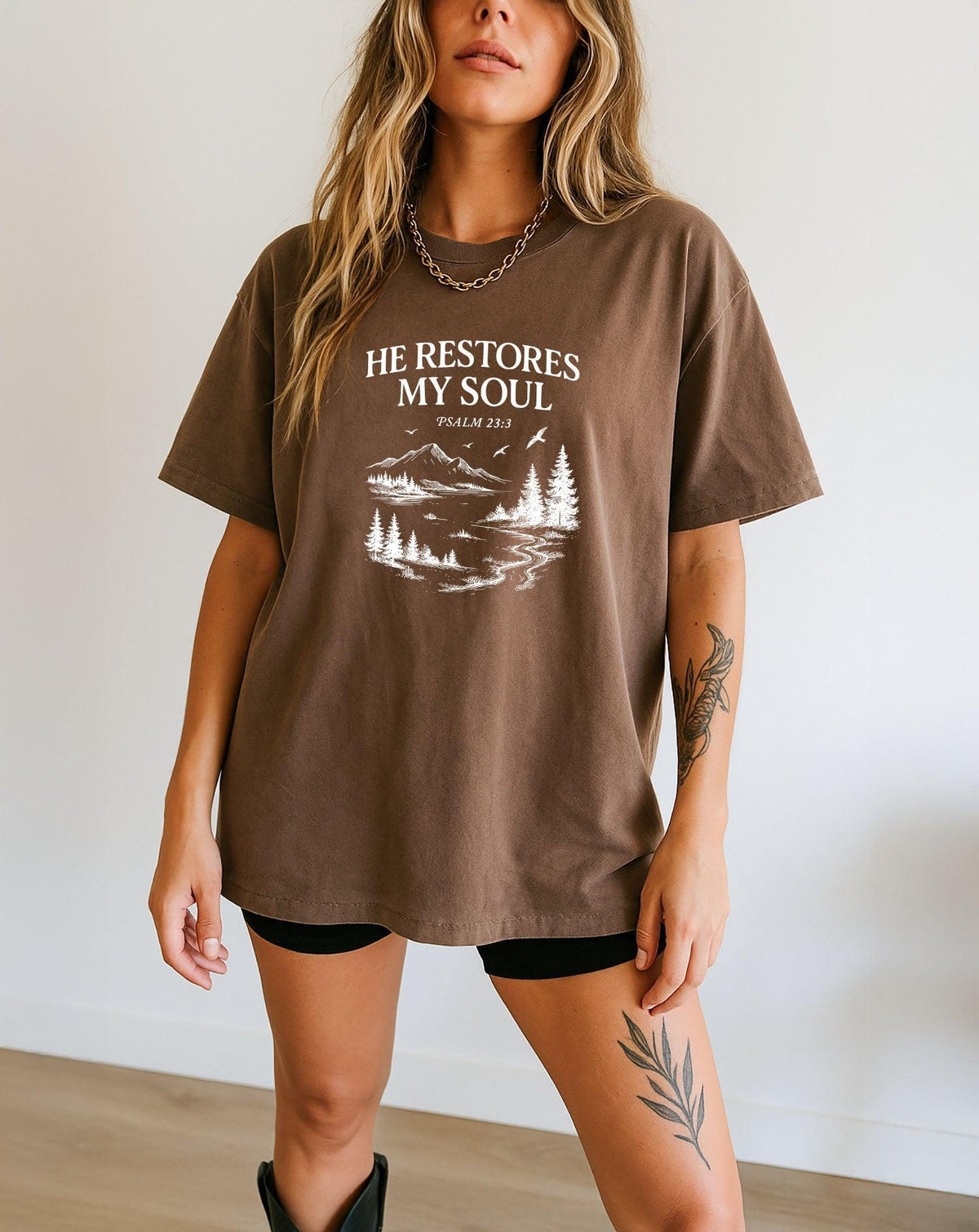 He Restores My Soul Psalm Christian Comfort Colors T-Shirt, Bible Faith Gift