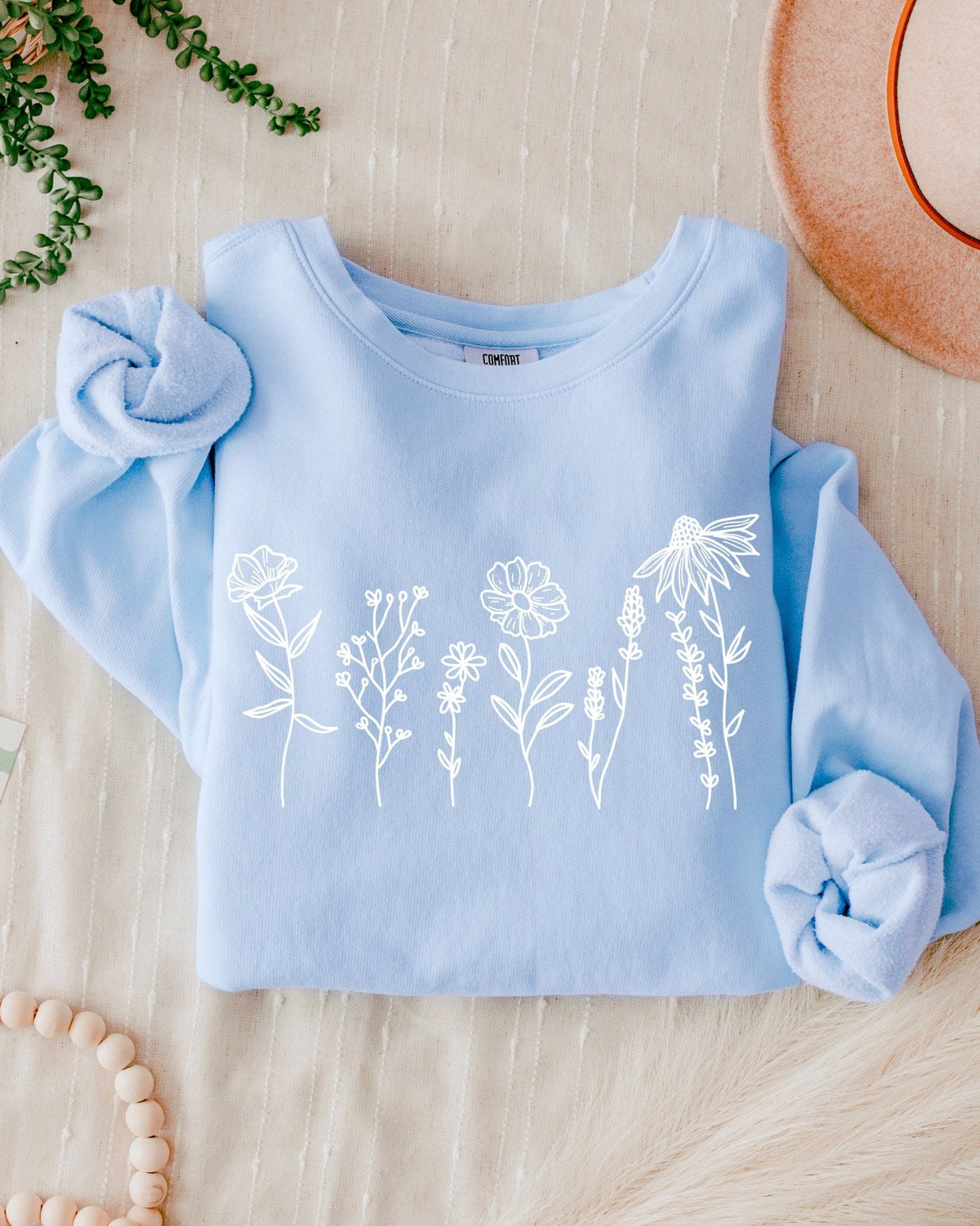 Wildflowers Botanical Comfort Colors Sweatshirt, Nature Gift for Women