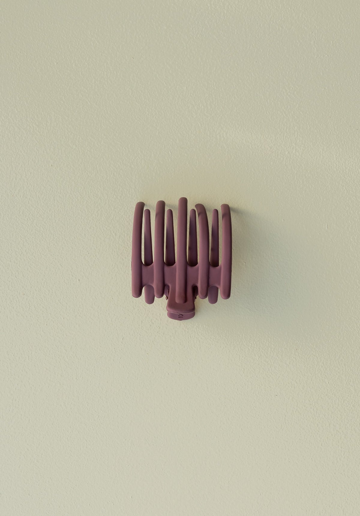 Wide laydown claw hair clip, matte plum-purple finish