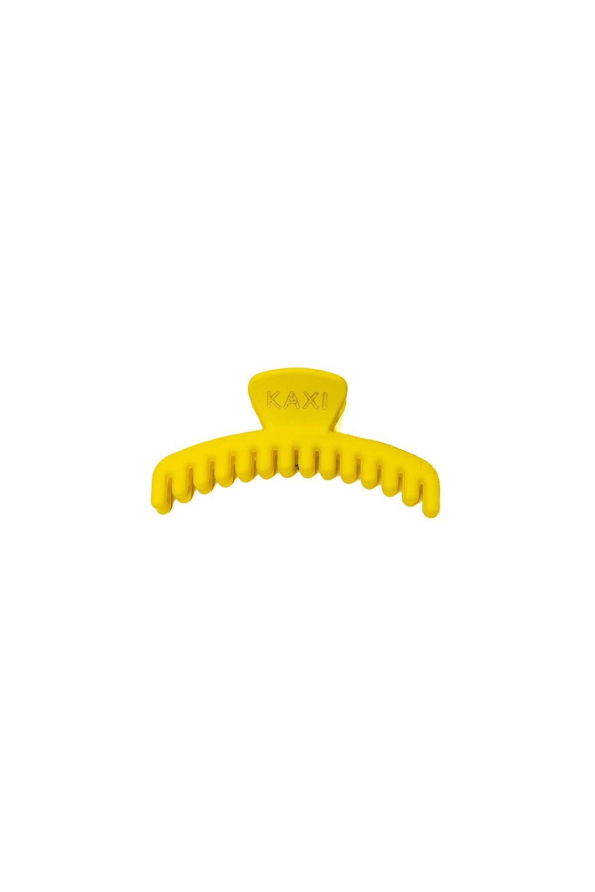 Matte mini hold-everything claw hair clip in bright yellow with curved teeth
