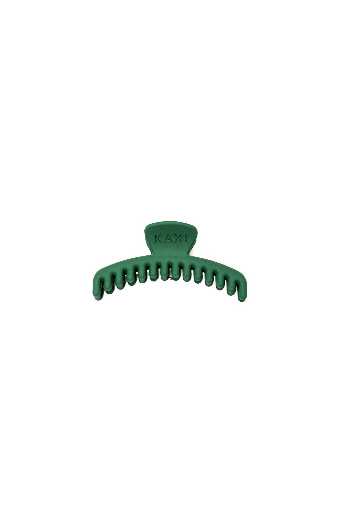 Matte mini hold-everything claw hair clip in forest green with curved teeth