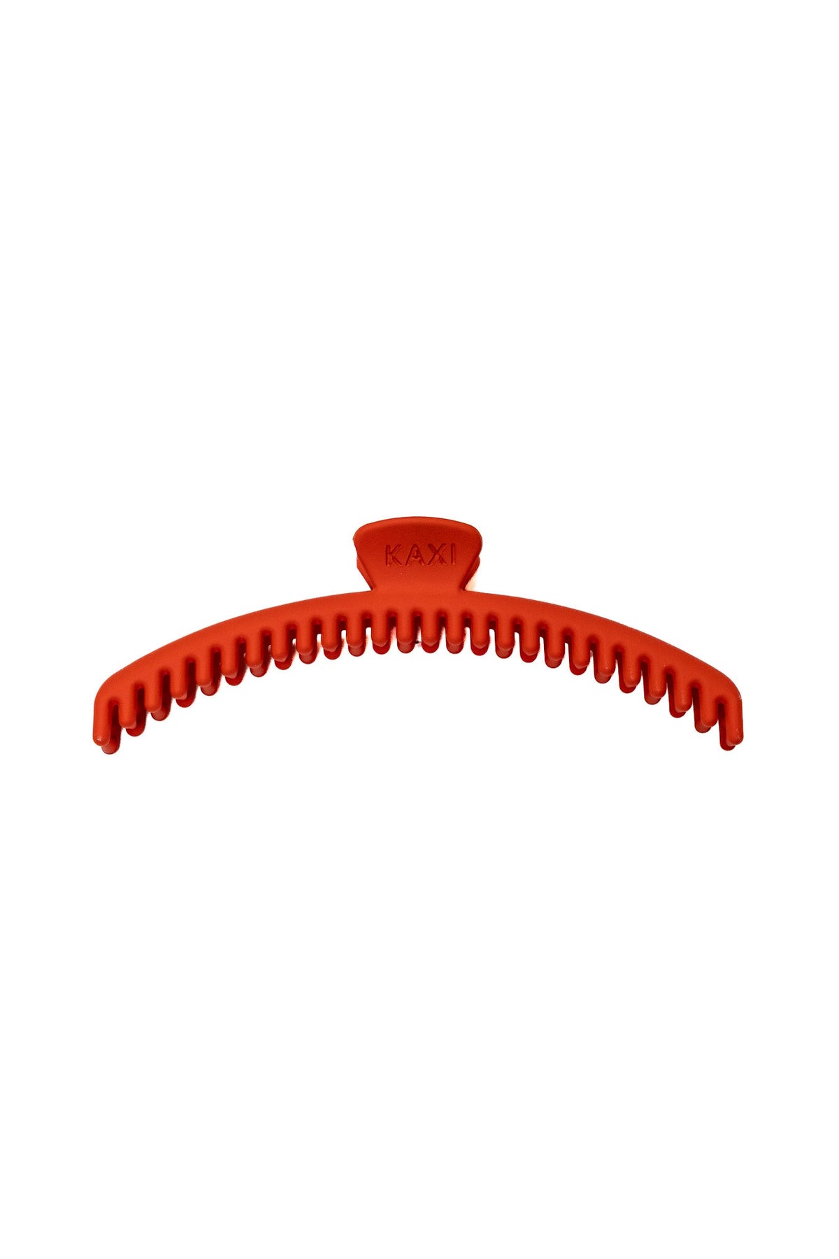 Orange-red matte claw hair clip with ridged teeth