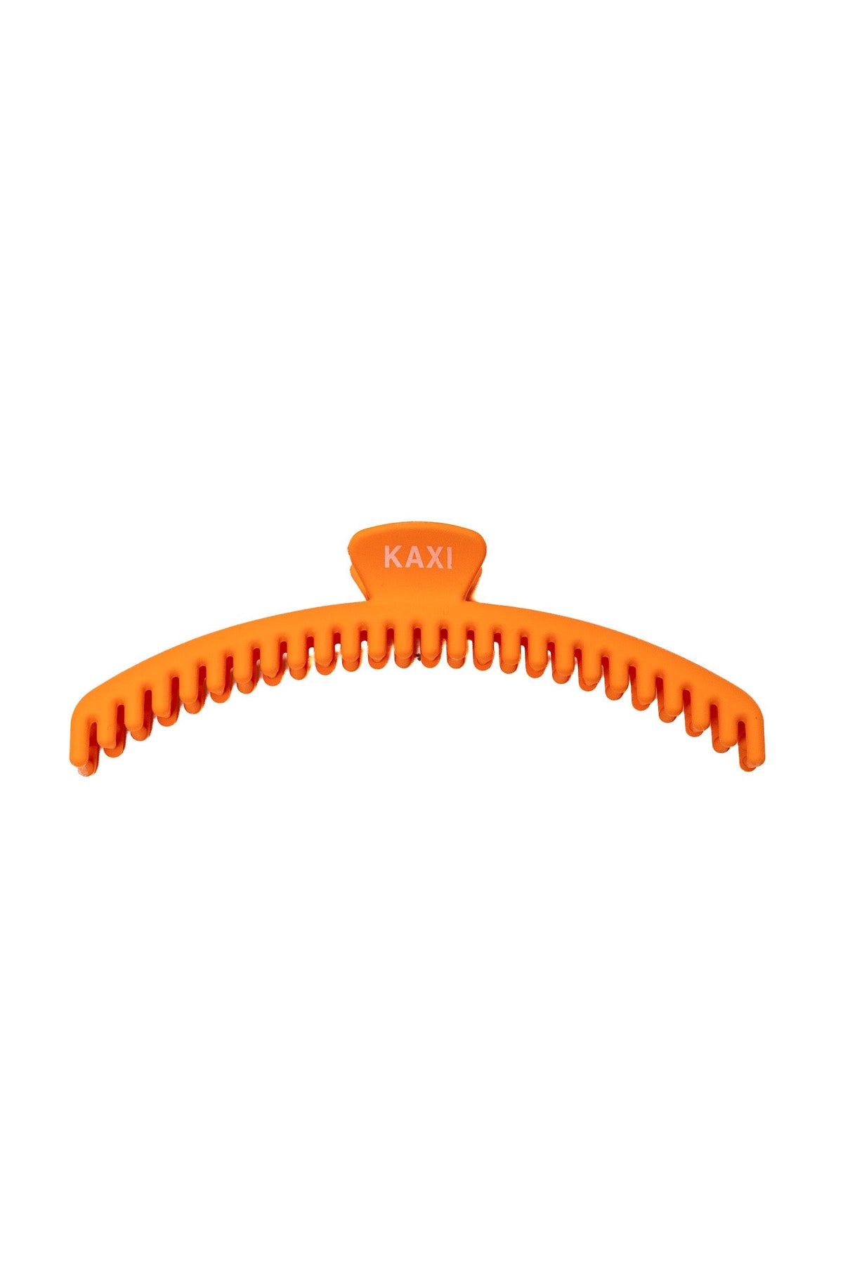 Orange hair claw clip with serrated grip teeth