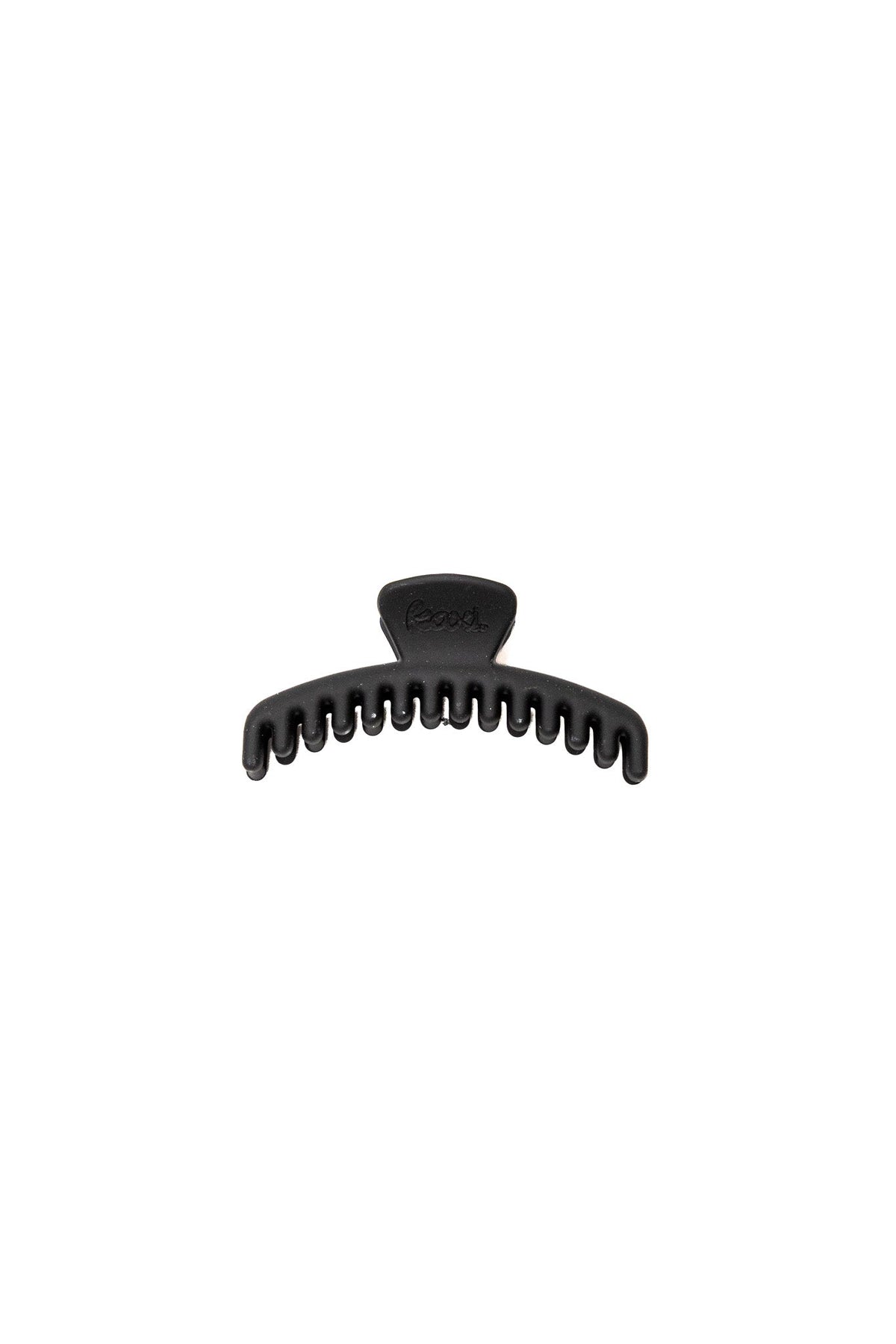 Black matte claw hair clip with curved rows of teeth.