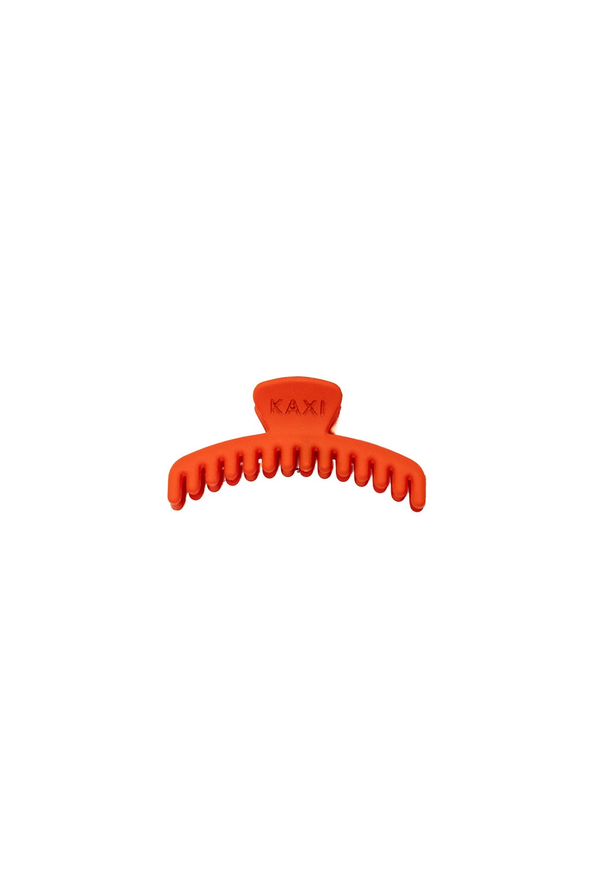 Red matte mini claw hair clip with teeth.