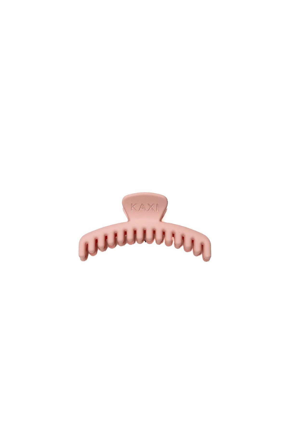 Light pink matte mini claw hair clip with teeth.