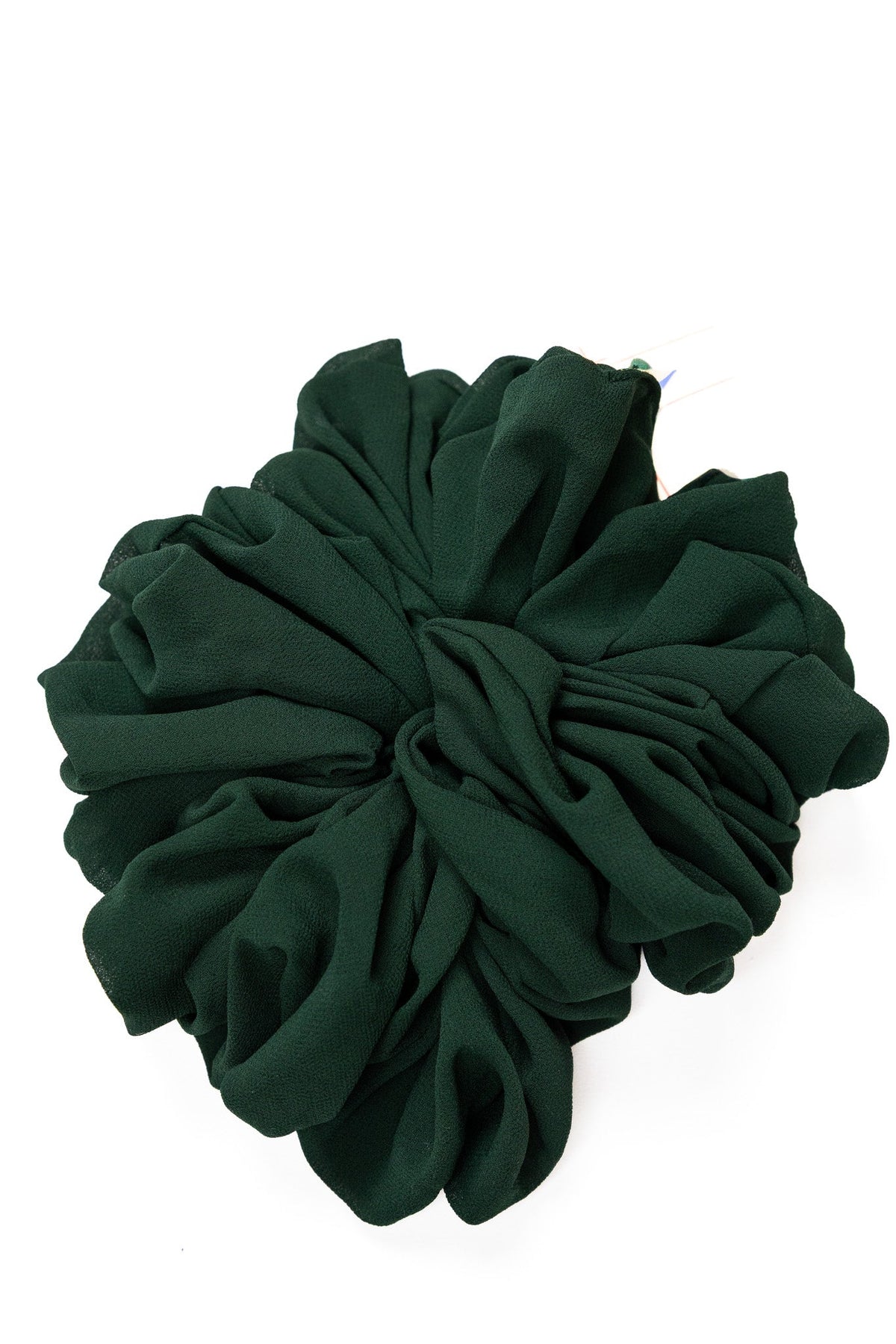 Dark green jumbo scrunchie with oversized ruched rosette