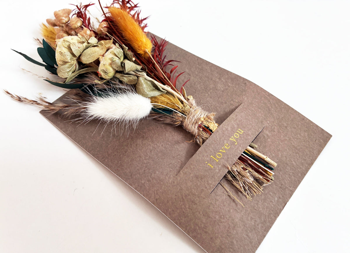 I Love You Mini Bouquet Card | Dried Flower Greeting Card