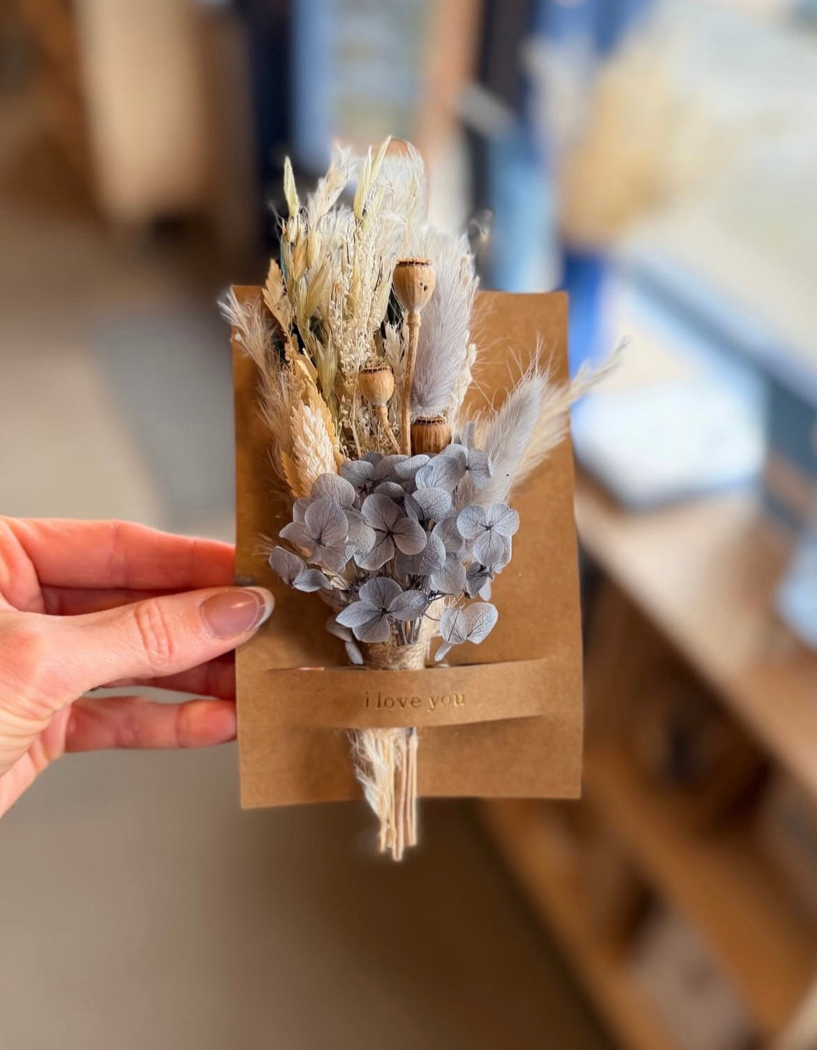 I Love You Mini Bouquet Card | Dried Flower Greeting Card