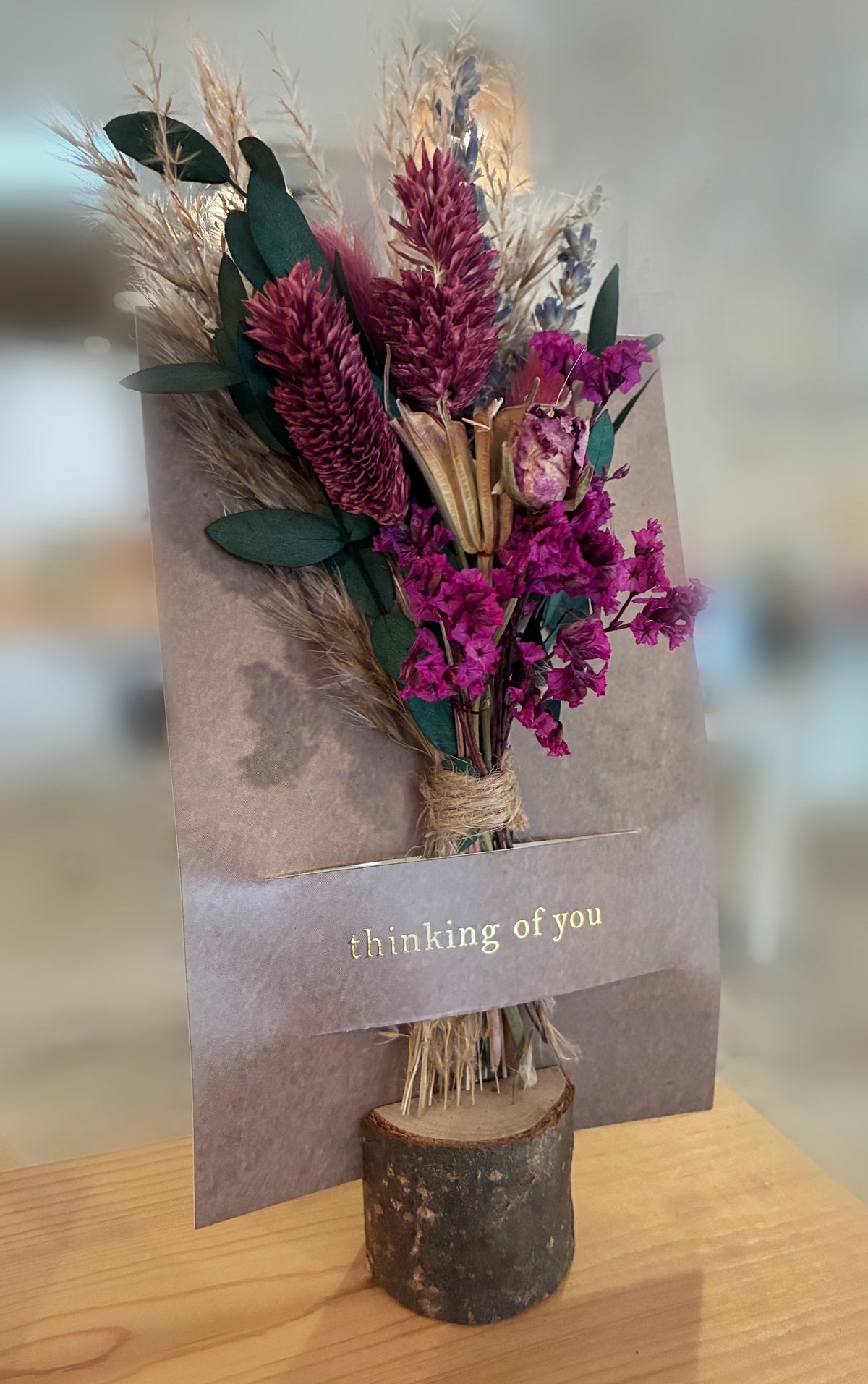 Hugs & Kisses Mini Bouquet Card | Dried Floral Greeting
