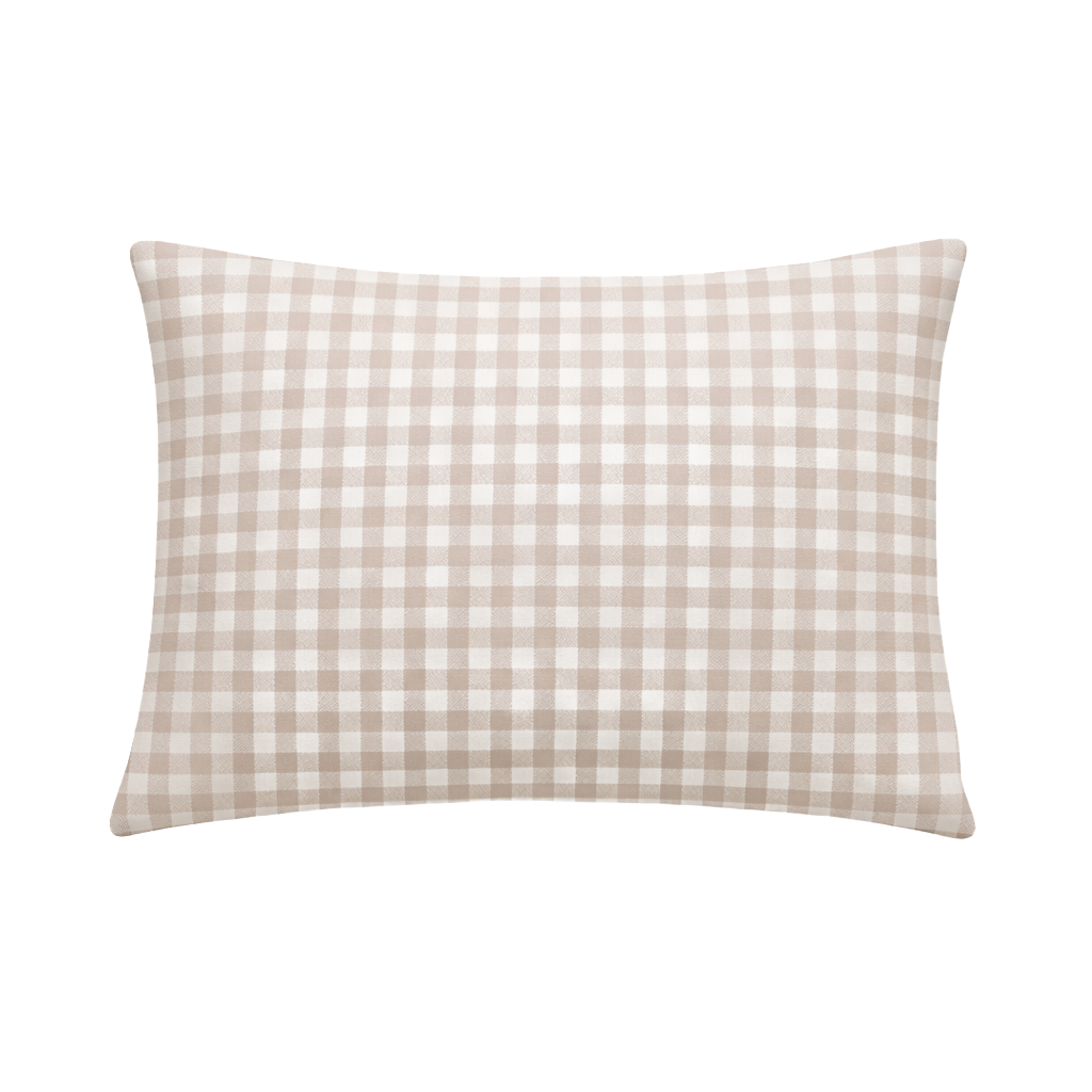 Beige gingham standard pillowcase cover