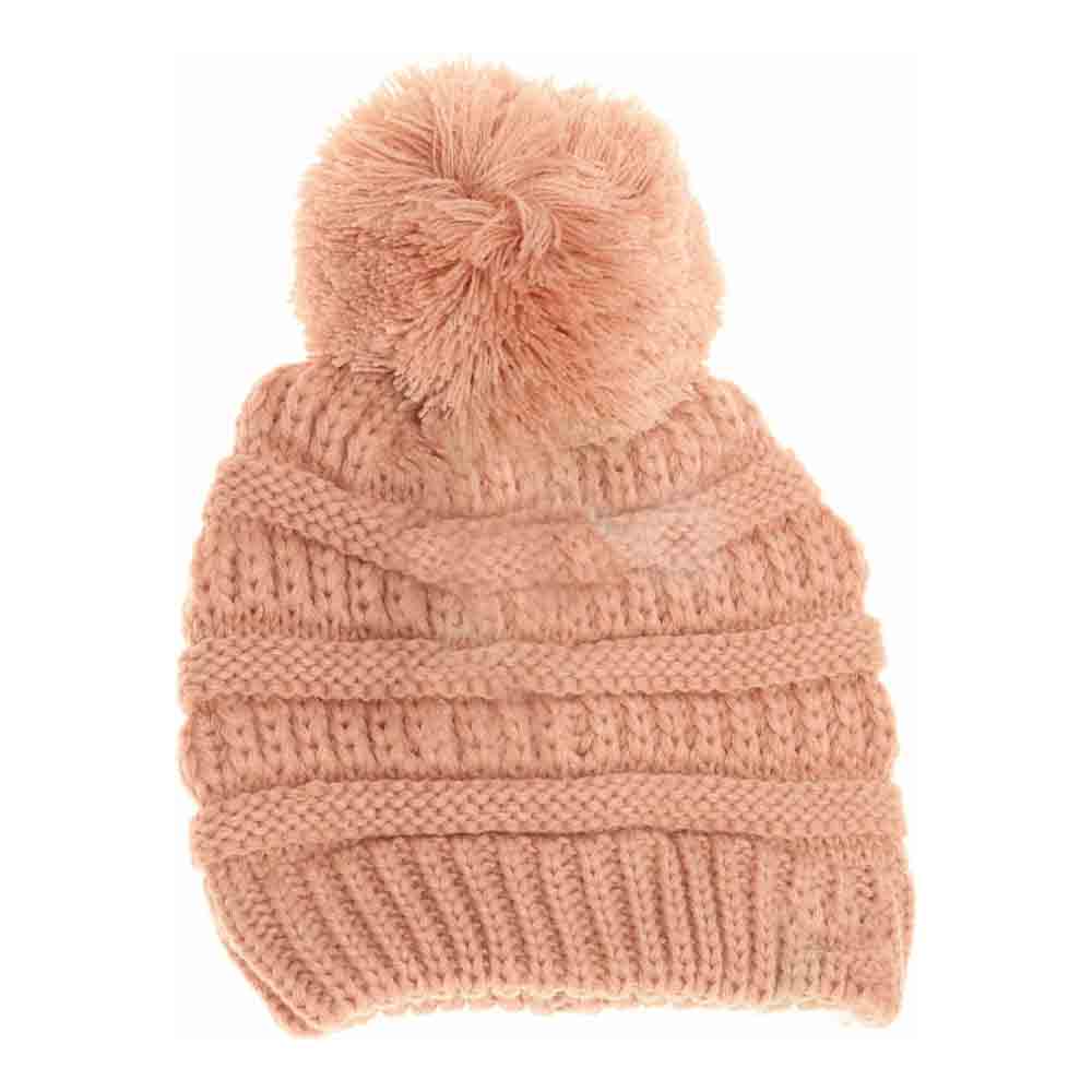 Kids Solid Pom C.C Beanies