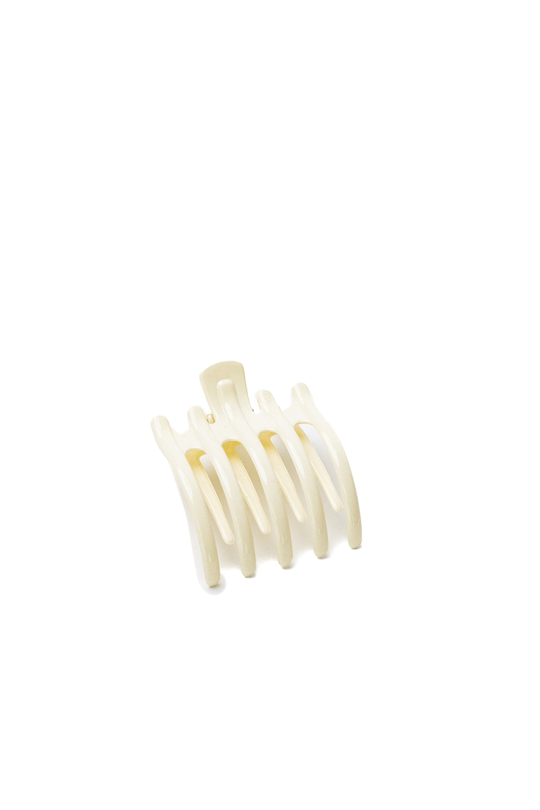 Wide laydown claw hair clip, translucent white/ivory finish