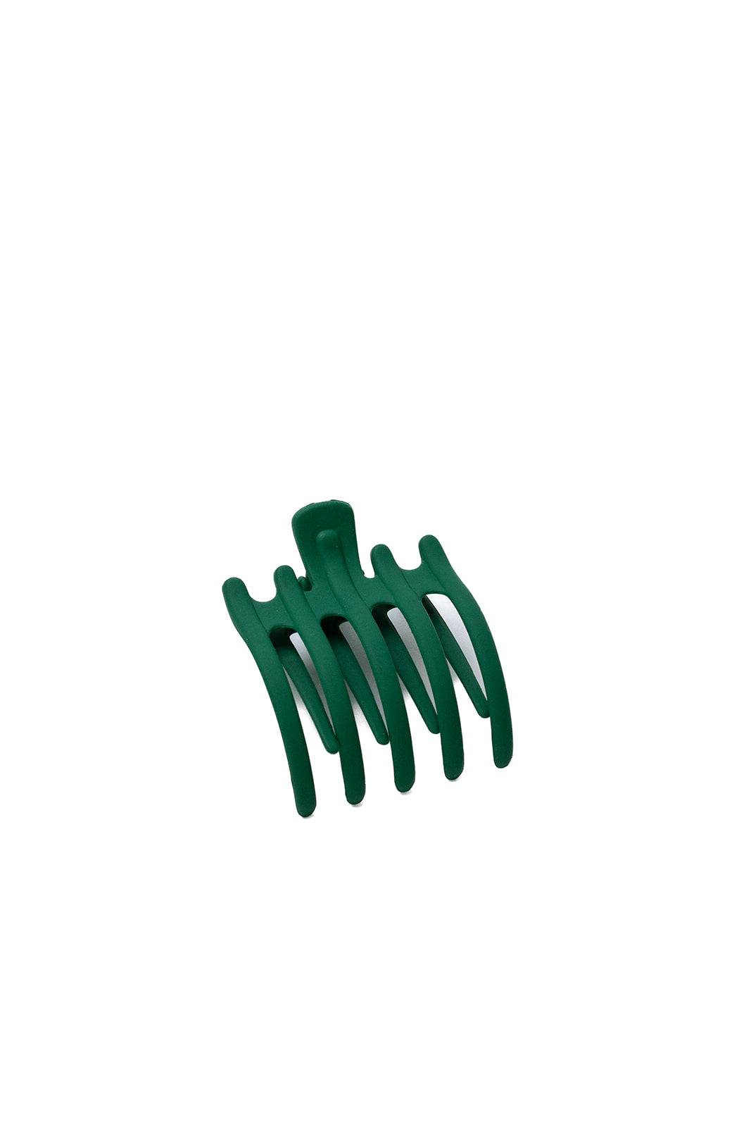 Wide hair claw clip in dark green, flat comb-style design